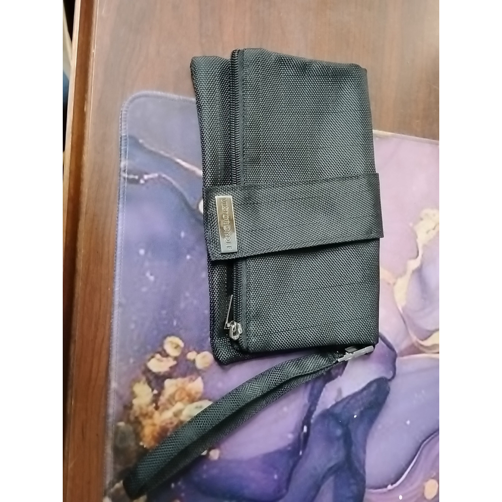 Victor & Rolf Canvas Clutch Bag Purse Cosmetic Black Silver Wristlet Zipper NWOT